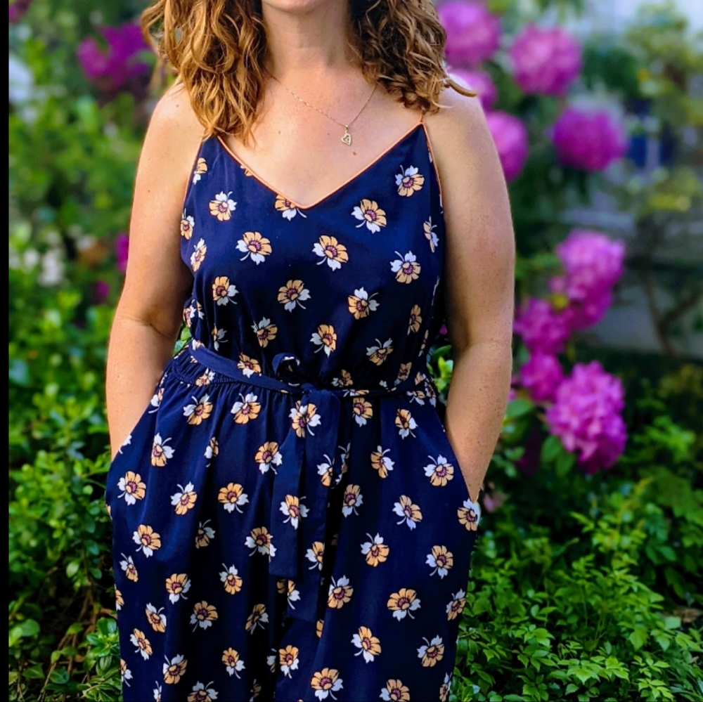 Wide leg floral jumpsuit